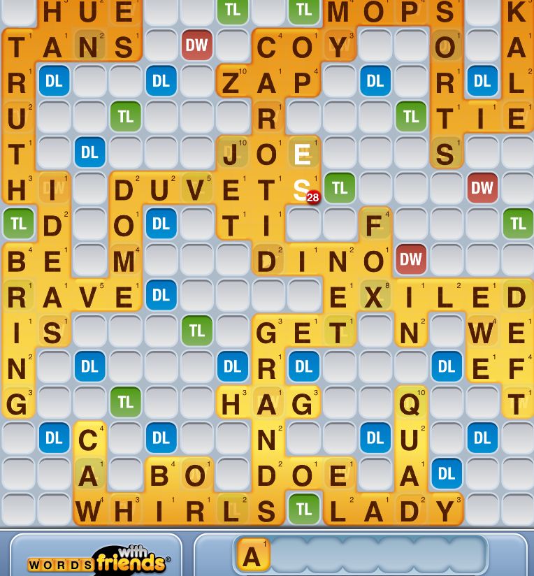 Word with friends screenshot from my ipad