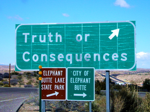 Truth or Consequences, New Mexico road sign (Credit: Lou Gold via Flickr)