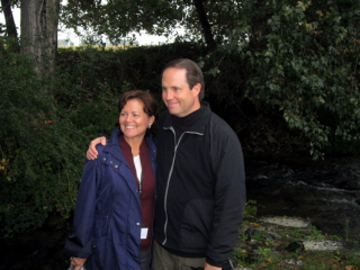 Jim and Janet Denison standing beside the river (Aujeh) in Joppa where Lydia was baptized (Credit: Jeff Byrd)