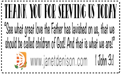 Bless a Server Scripture card by Janet and Craig Denison