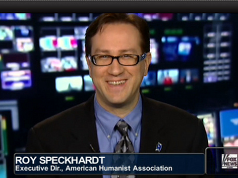 Roy Speckhardt, executive director of American Humanist Association, being interviewed on Fox News (Credit: Roy Speckhardt via Twitter)