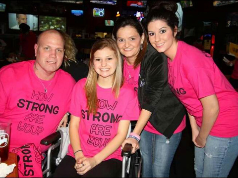 Miracle: Makenzie Wethington, a Texas teen who survied plunging 3,500 ft to the ground in skydiving accident, poses for a photo with her family about four weeks after the accident (Credit: Wethington family via Makenzie Prayer Page on Facebook)