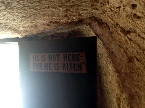 The door to the Garden Tomb in Jeruslaem, viewed from the inside looking out, which is believed by many to be the garden and sepulchre of Joseph of Arimathea, and therefore a possible site of the resurrection of Jesus (Credit: James Peel)