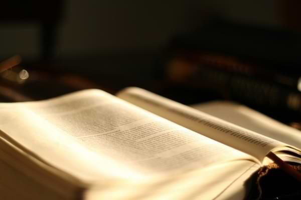 An open Bible with indirect light shining on it