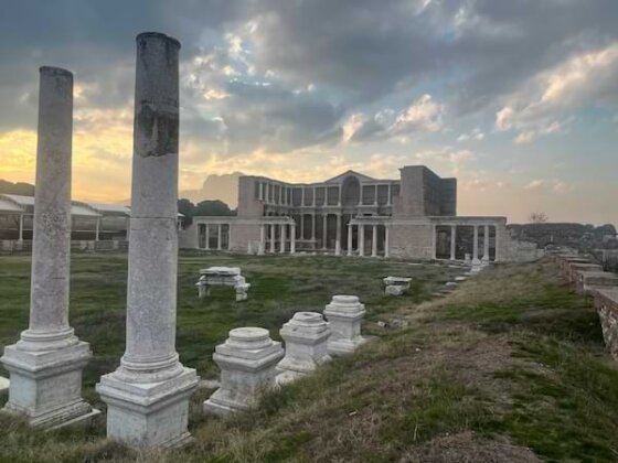 Ancient temple ruins in Sardis at sunrise